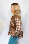 Chilly Air Plaid Button Down Top - Brown