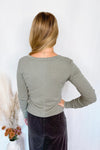 Shelly Long Sleeve Henley Top - Olive