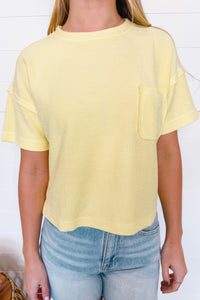 Simple And Sweet Ribbed Top - Butter Yellow