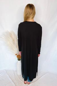 Gertie Ribbed Open Front Cardigan - Black
