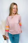 Feeling Fun Terry Knit Crew Neck Top - Blush