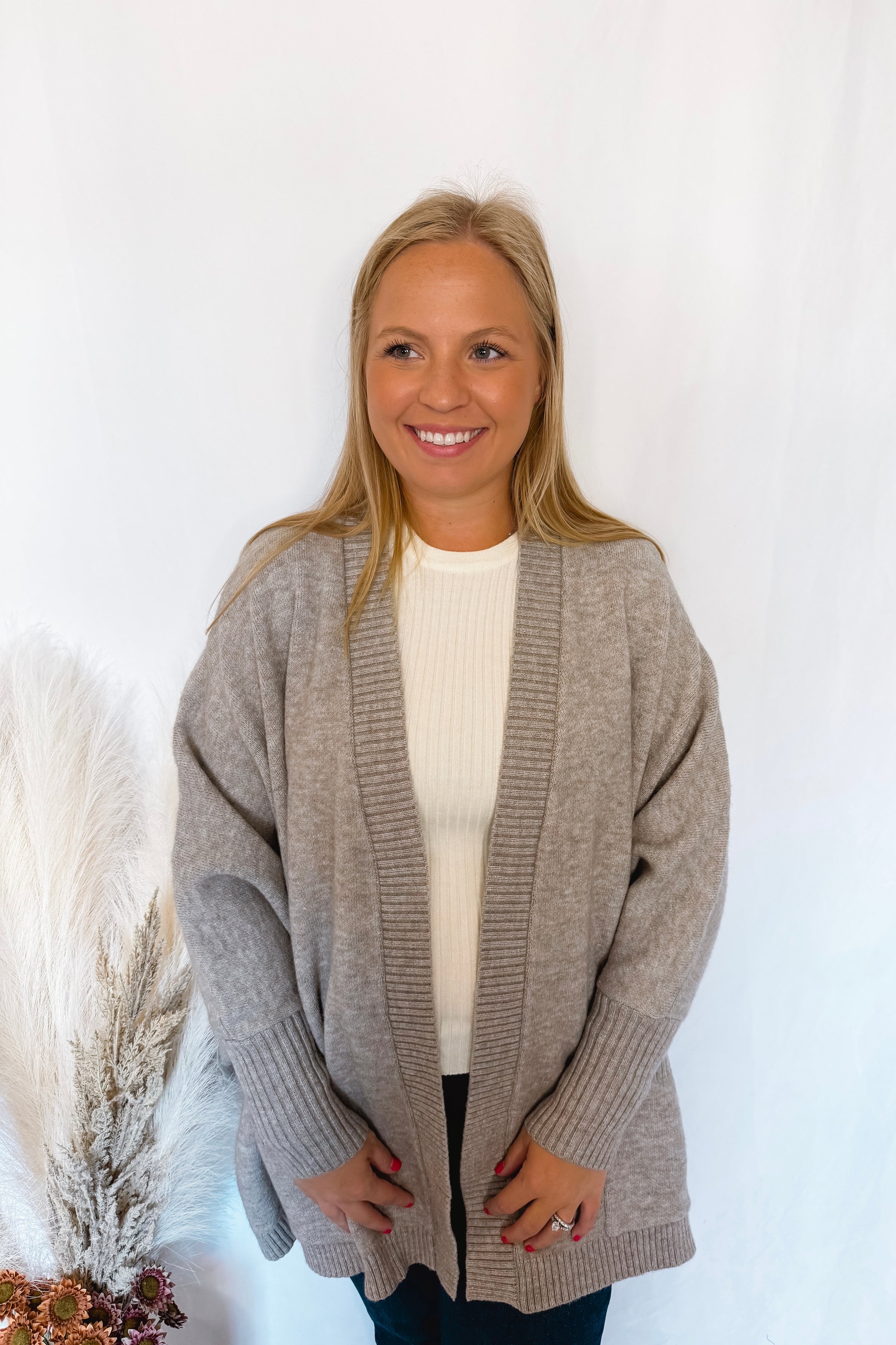 Endless Warmth Dolman Sleeve Open Cardigan - Grey