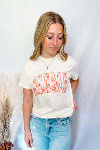 Pink Flower Mama Graphic Tee - Cream