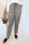 Elise Tencel Drawstring Cargo Pants - Khaki