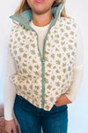 Autumn Vibes Floral Corduroy Puff Vest - Cream