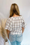 Sweetly Swaying Grey Gingham Top