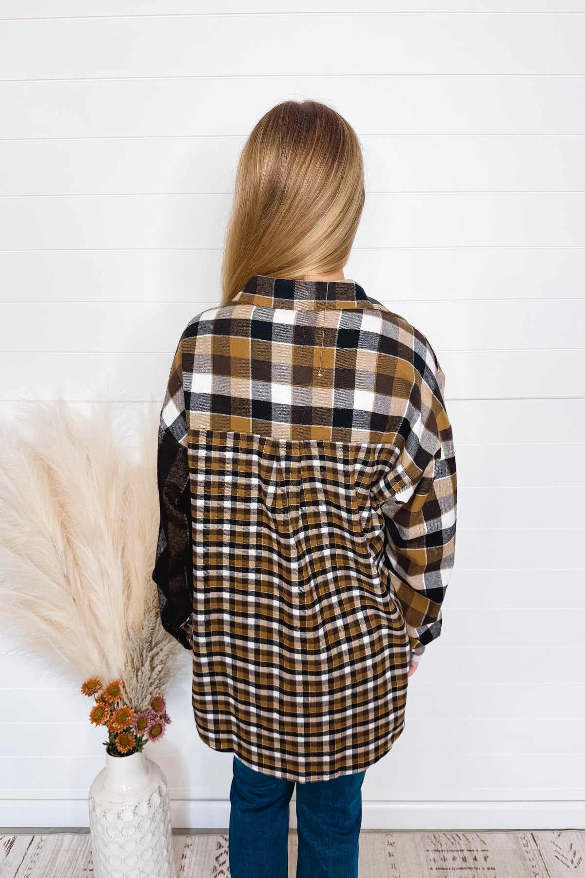 Lena Plaid Button Down Flannel - Black
