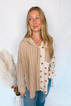Take Your Pick Contrast Button Down Top - Taupe