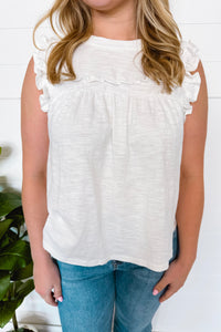 Anything Goes Ruffle Tee - White
