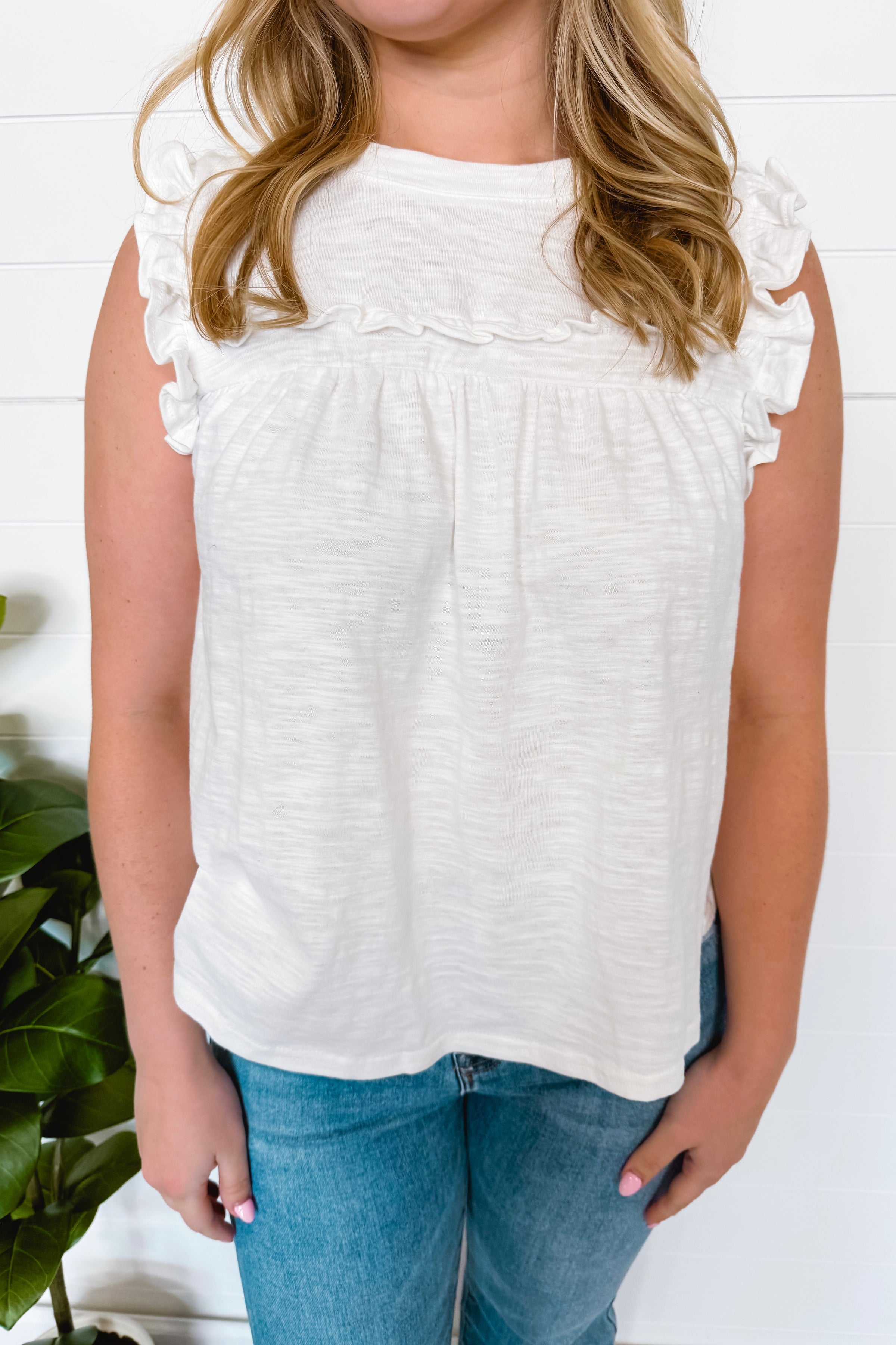 Anything Goes Ruffle Tee - White
