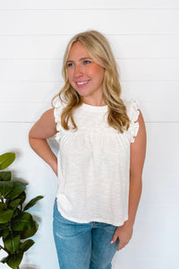 Anything Goes Ruffle Tee - White