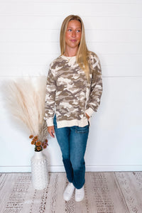 On The Go Camo Oversized Pullover - Natural