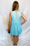 Coastal Breeze Ruffle Mini Dress - Light Blue