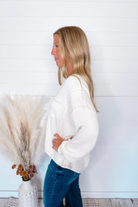 Simple Moments Raw Edge Ribbed Top - Ivory