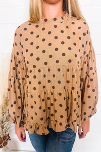 State Of Whimsy Polka Dot Blouse - Latte