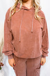 Falling Leaves Mineral Washed Hoodie - Chestnut