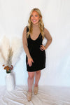 Fall Boardwalk Corduroy Pinafore Dress - Black