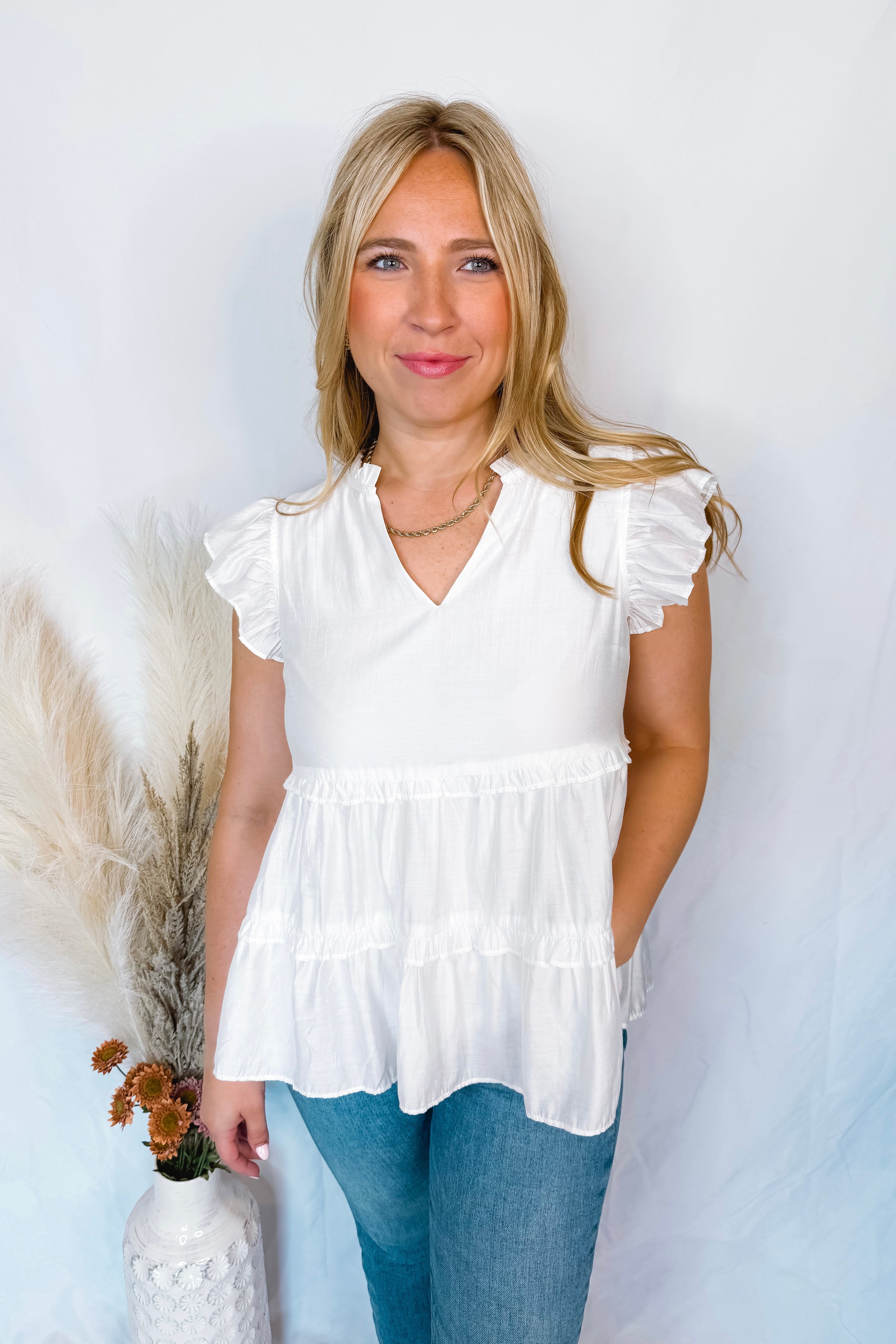 My Affection Tiered Ruffle Blouse - White