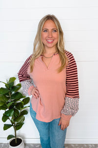 Keepin' It Casual Split Neck Top - Blush