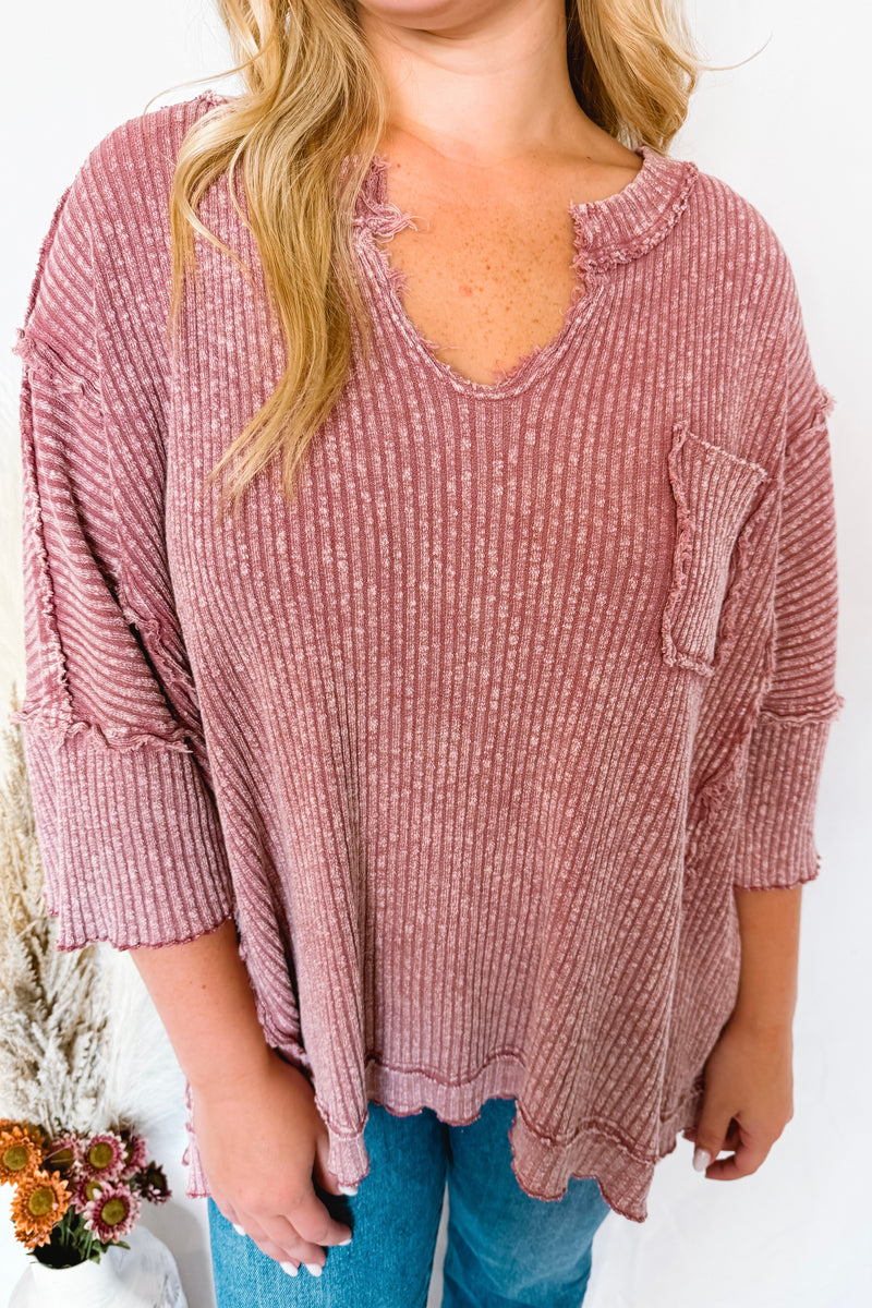 All About Fun Ribbed Top - Plum