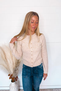 Victoria Lightweight Button Sweater - Oatmeal
