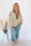 Casual Cocoa Striped Collared Top - Mocha