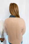 Modern Comfort Denim Contrast Button Sweater - Beige