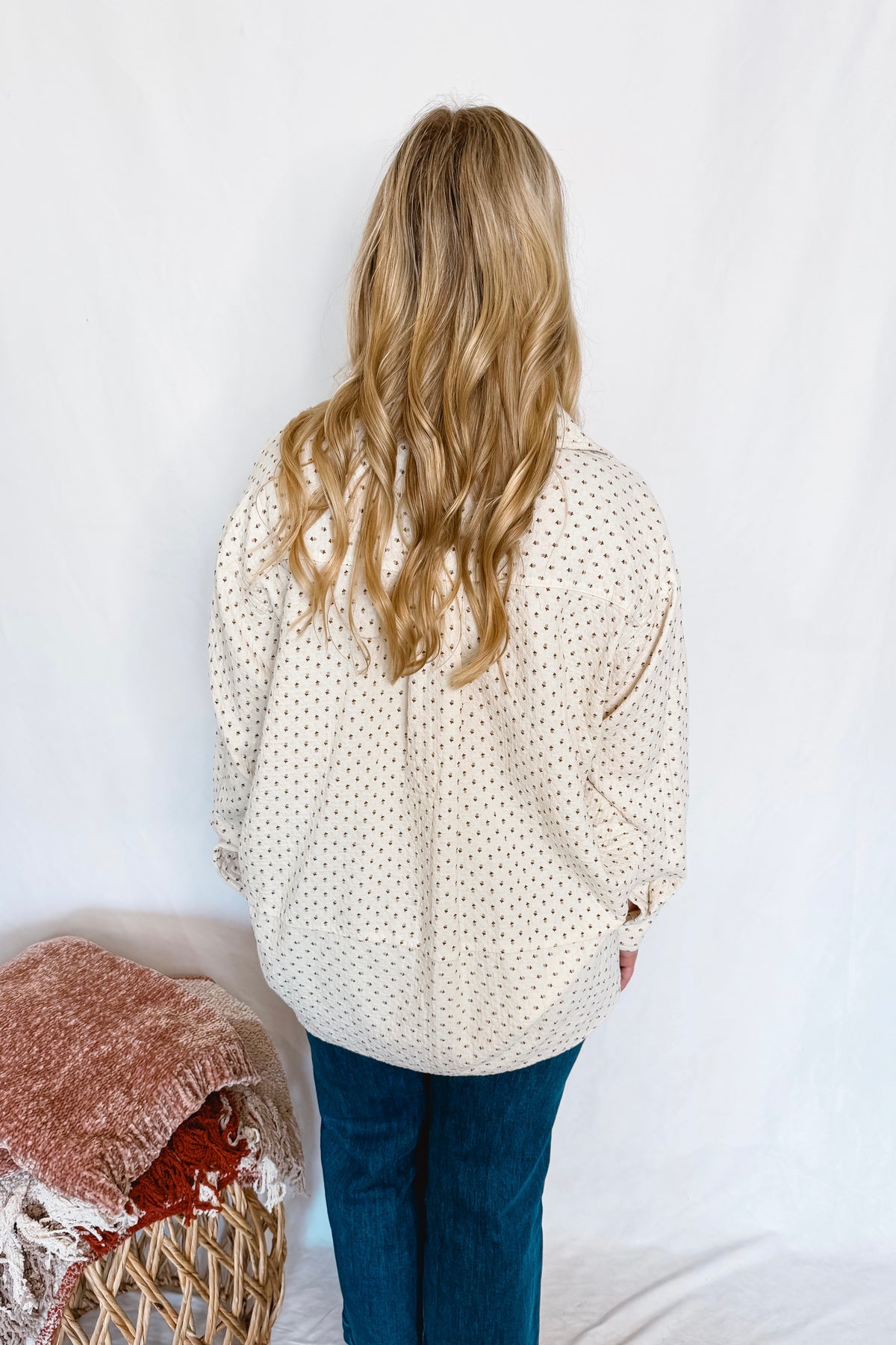 First Pick Floral Button Down Top - Natural