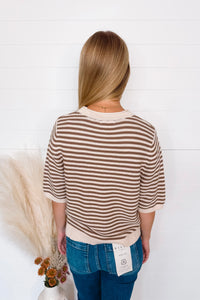 Warm Windy Days Striped Knit Top - Cream/Mocha