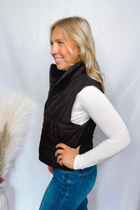 Marnie Zip Up Puff Vest - Black