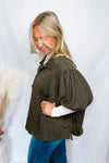 Take Your Time Oversized Drawstring Sleeve Top - Olive