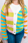 Sweet Crush Striped Button Cardigan - Multi