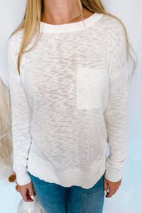 Cooler Nights Lightweight Knit Sweater - White