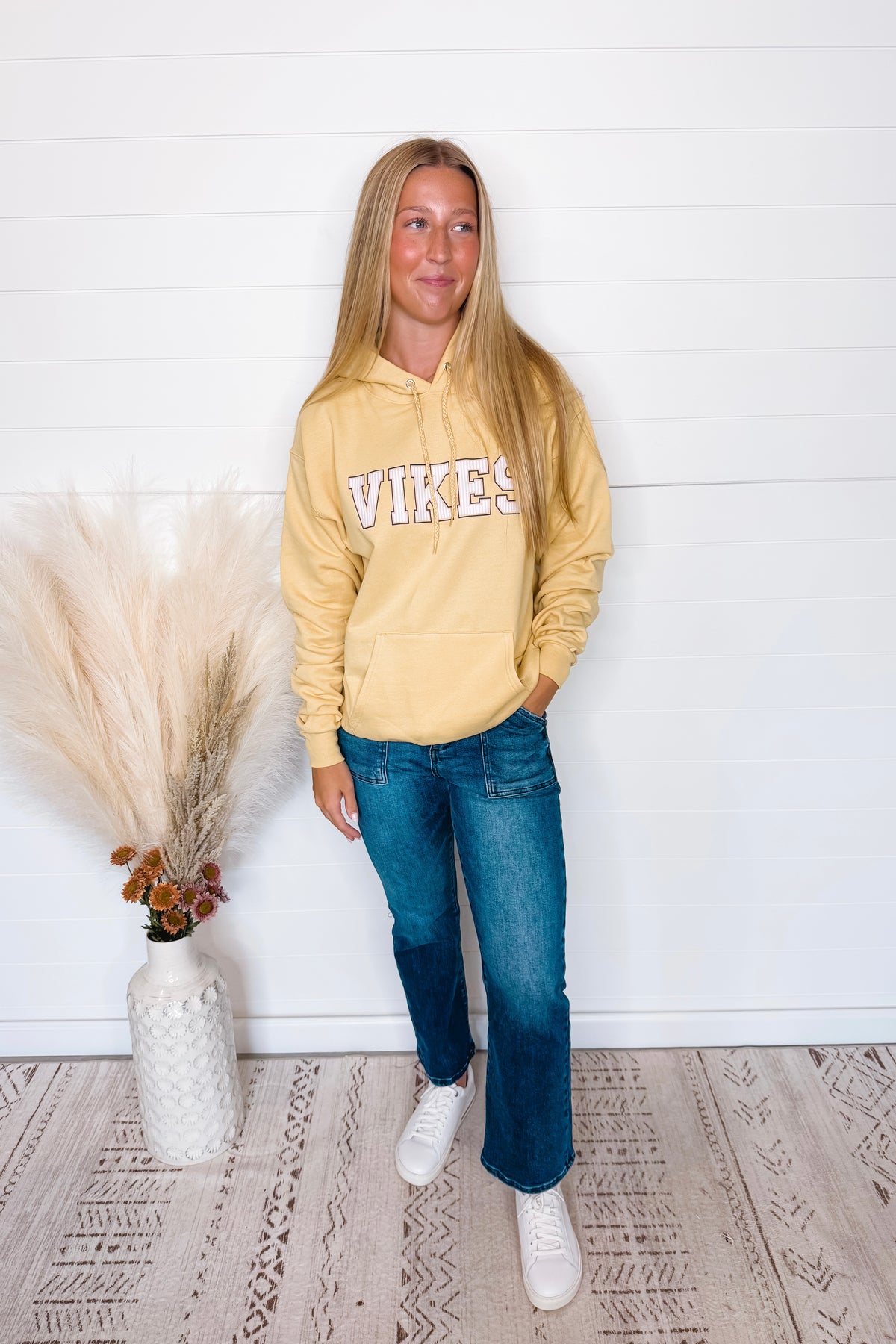 Striped Minnesota Football Hoodie - Yellow