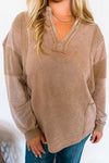 Coffee Brewing Split Neck Top - Mocha