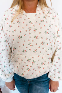 Cozy Embrace Floral Hoodie - Ivory
