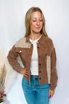 Bonfire Party Flower Contrast Corduroy Shacket - Brown