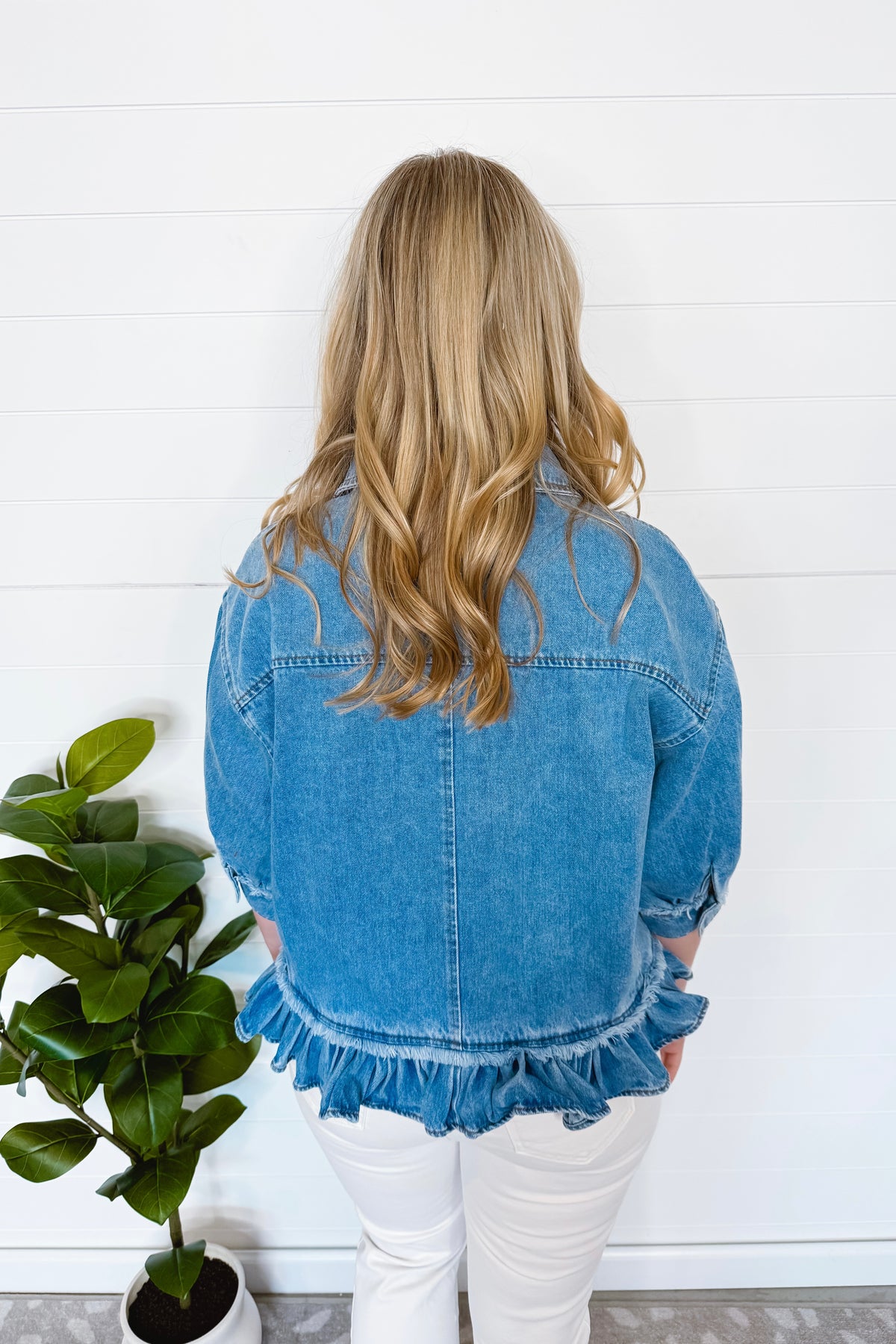Downtown Ruffle Denim Top - Light