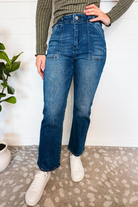 Addie High Rise Ankle Flare Risen Jeans - Dark Wash