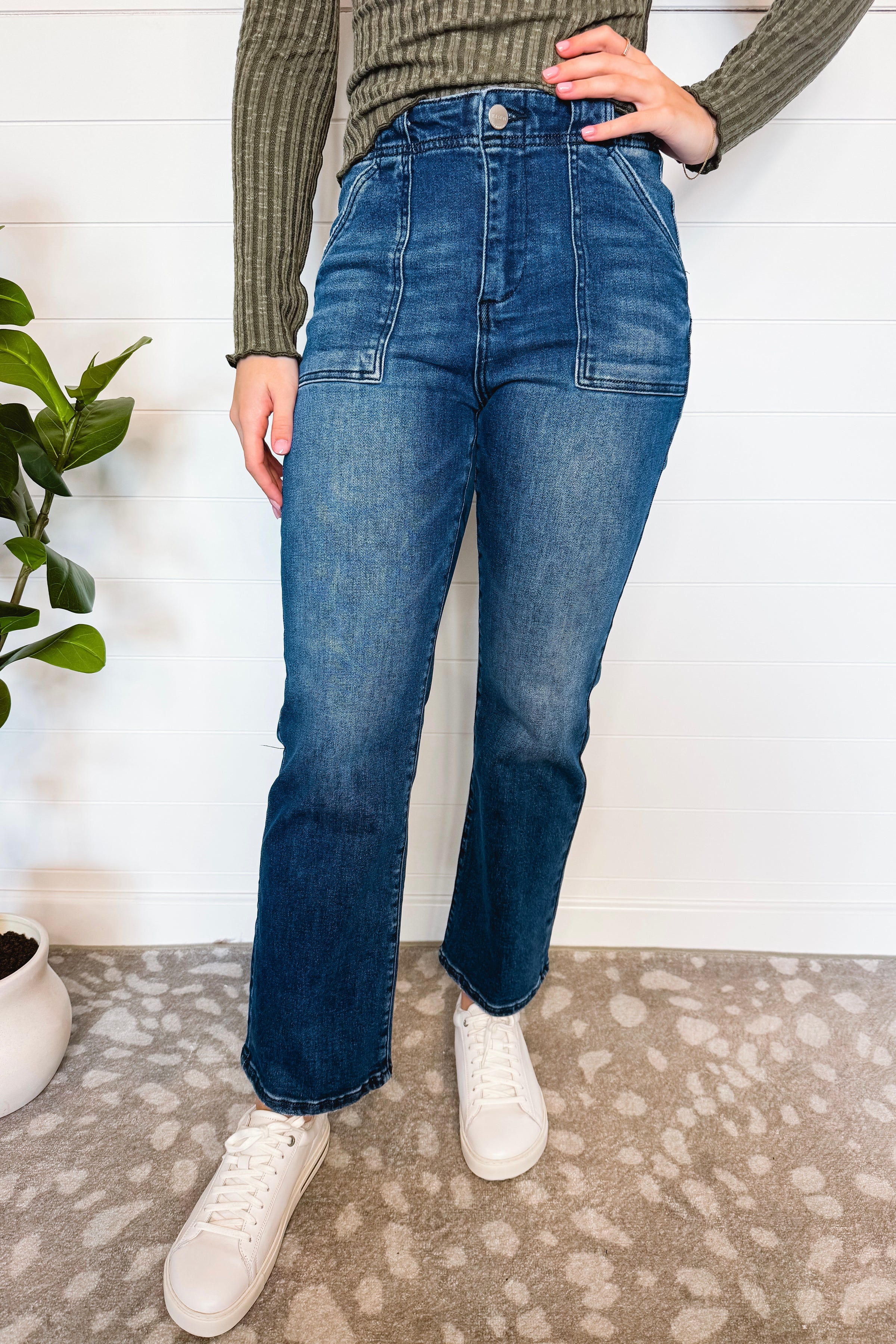 Addie High Rise Ankle Flare Risen Jeans - Dark Wash