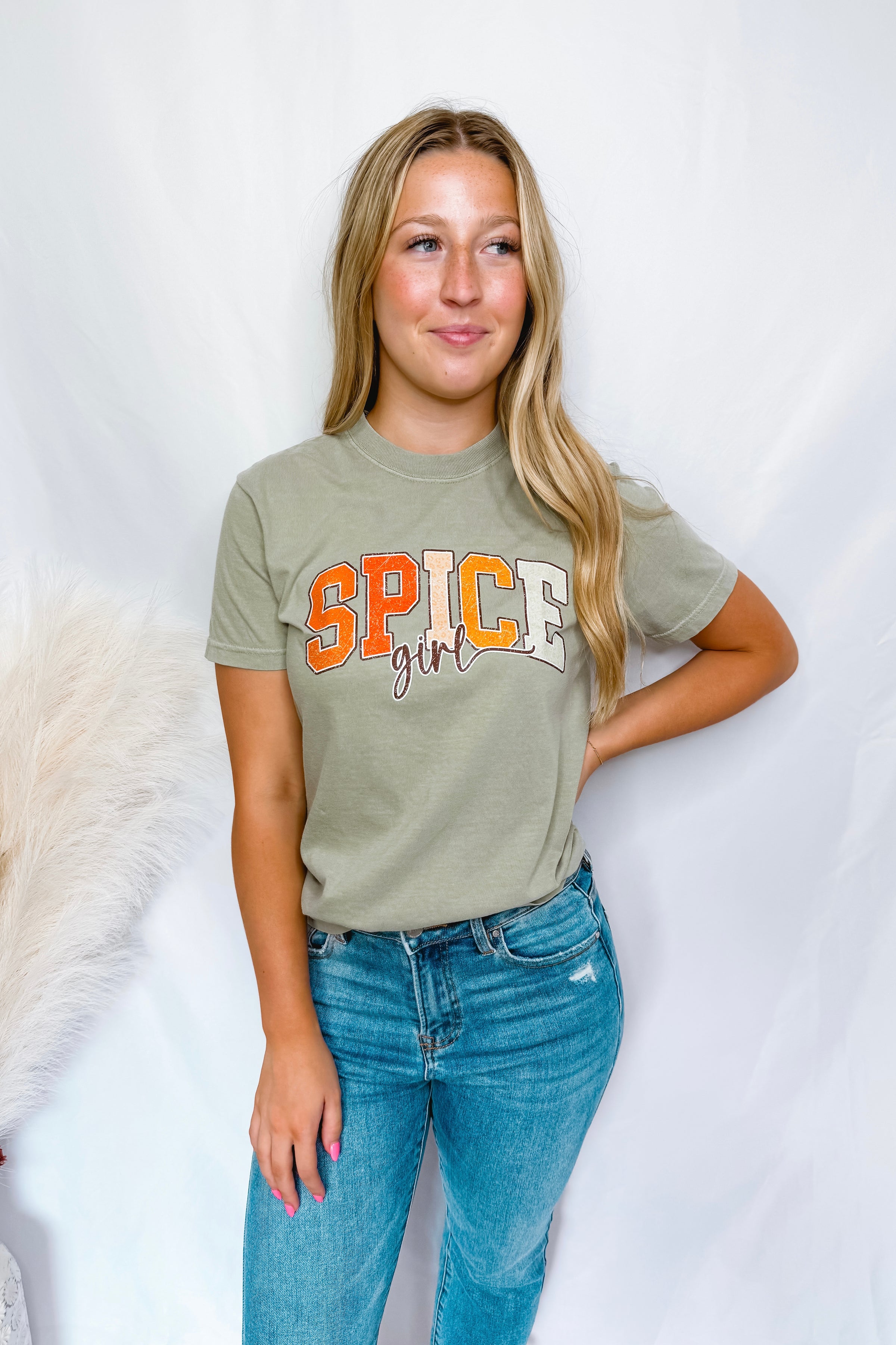 Spice Girl Graphic Tee - Olive