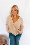 Lacy Days Knit Button Cardigan - Tan