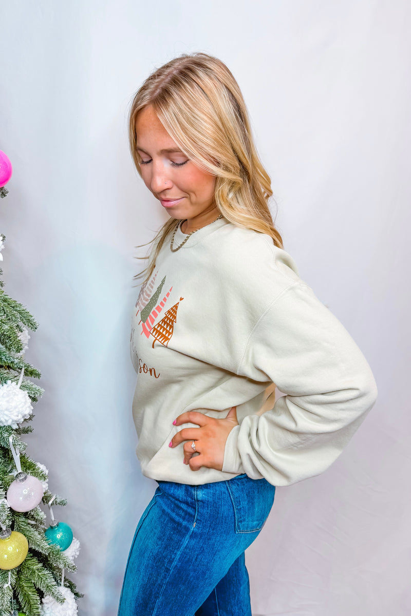 Tis The Season Crew Neck - Tan