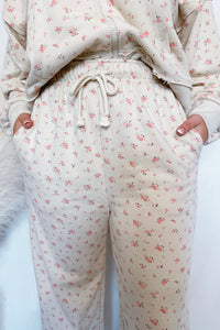 Casual Garden Flower Pants - Cream