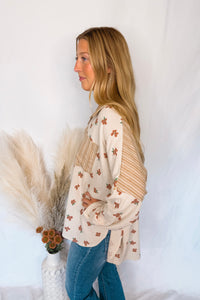 Take Your Pick Contrast Button Down Top - Taupe