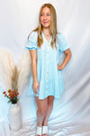 Sunkissed Button Down Tiered Mini Dress - Light Blue