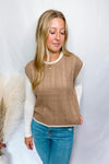 City Bound Chunky Cable Knit Vest - Tan