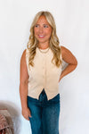 Eyes On You Button Front Knit Sweater Vest - Cream