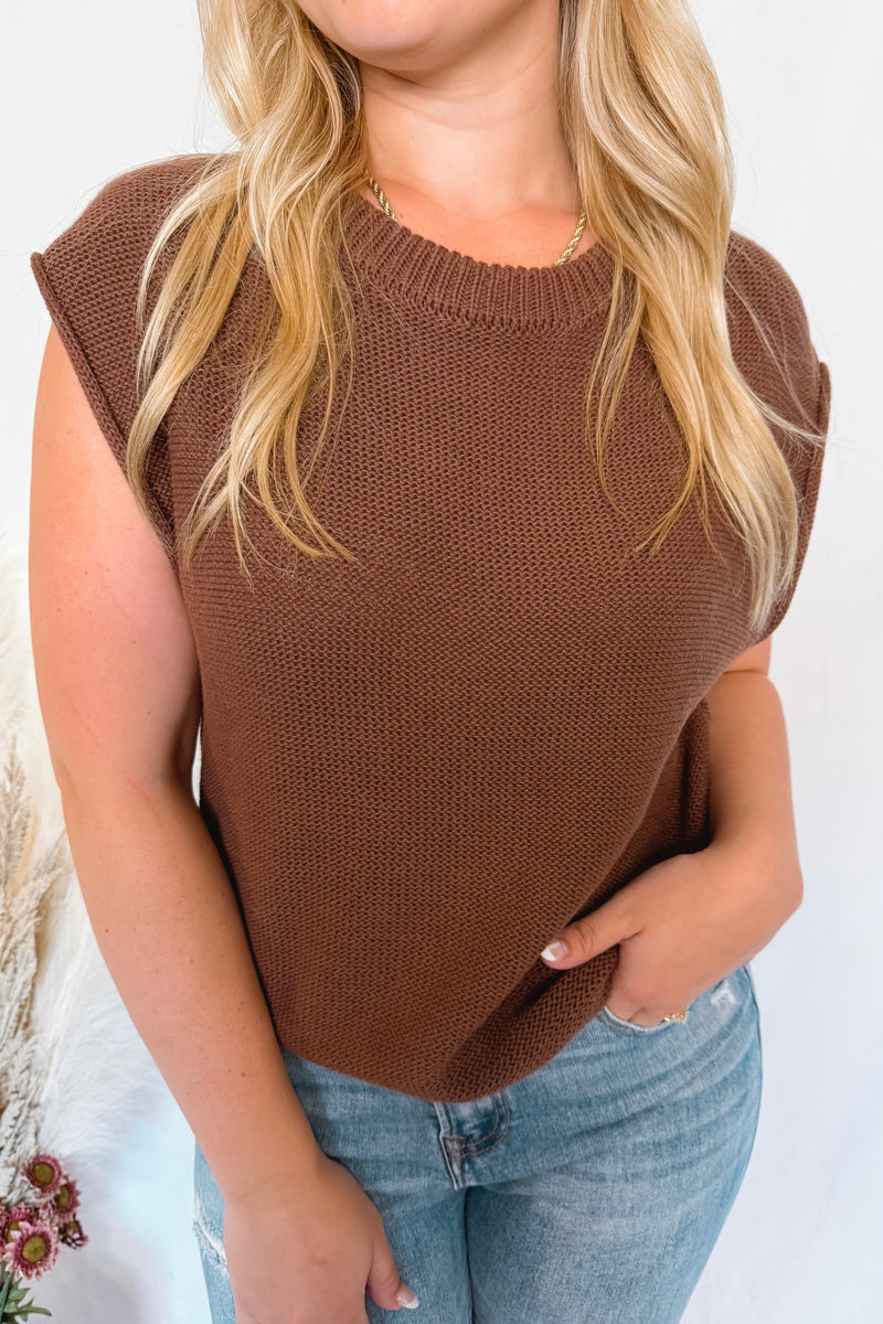 My Kinda Style Knit Sweater Vest - Brown