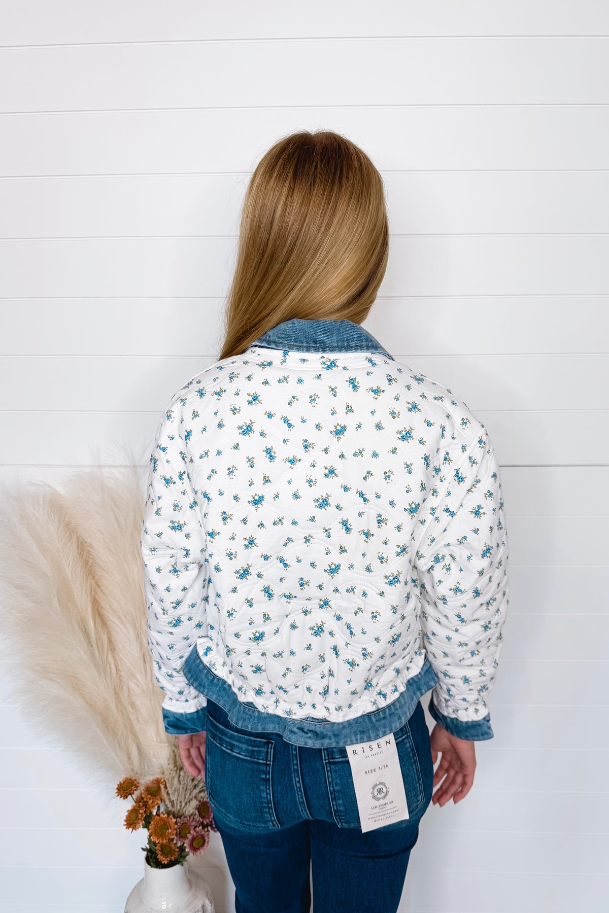 Sweet Garden Quilted Floral Jacket - Ivory/Blue